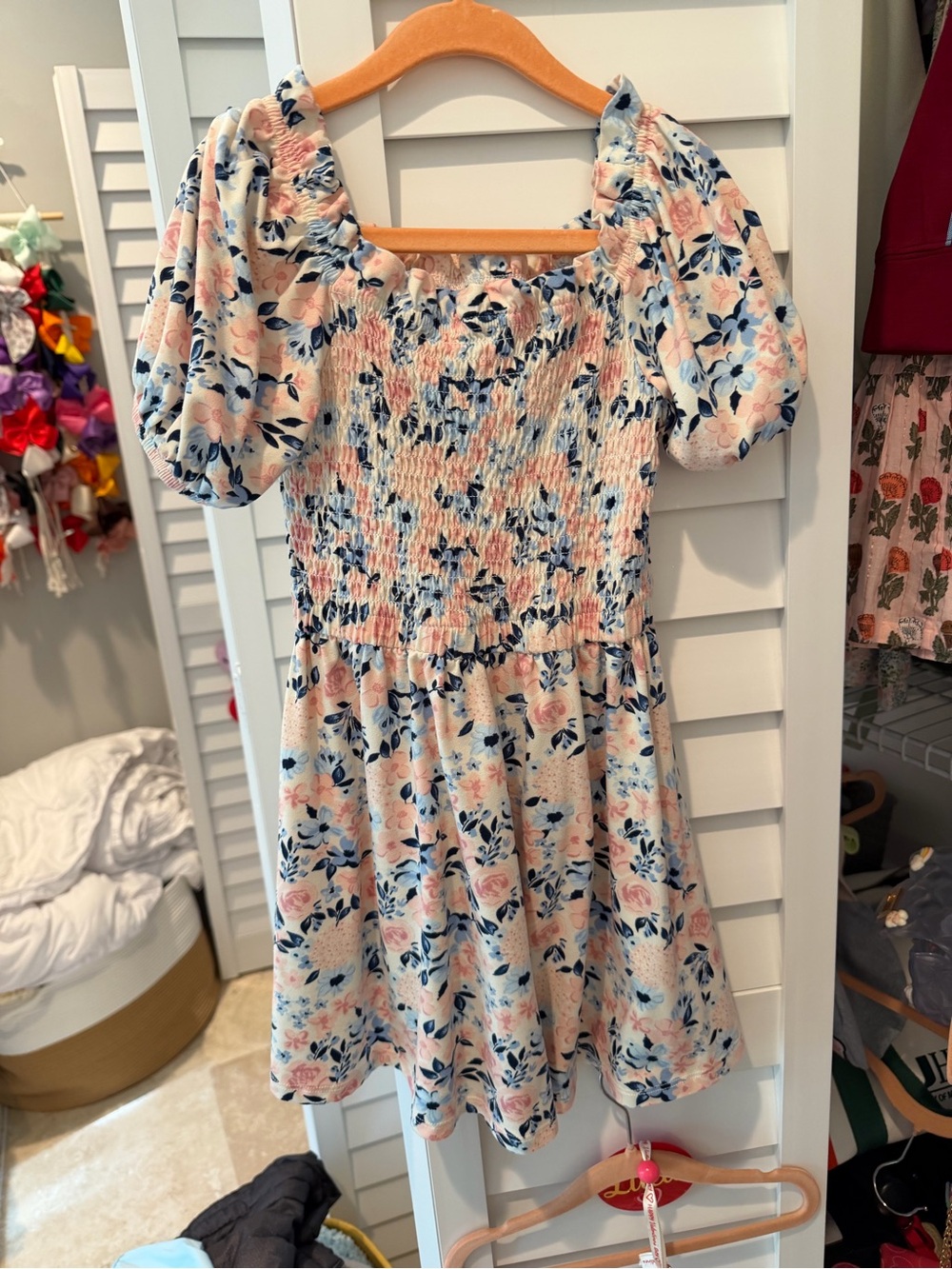 BCBGirls Cream Dress with Pink and Navy Floral Print